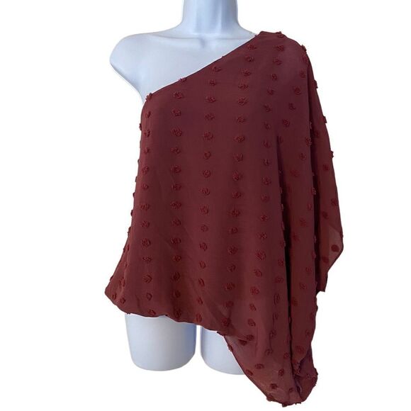 NWT Main Strip One Shoulder Maroon Blouse - Picture 1 of 5